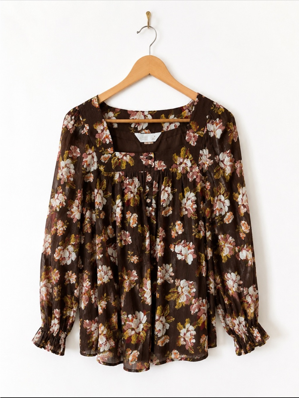 LC Lauren Conrad Brown Floral Blouse | Boho Romantic cottagecore Top